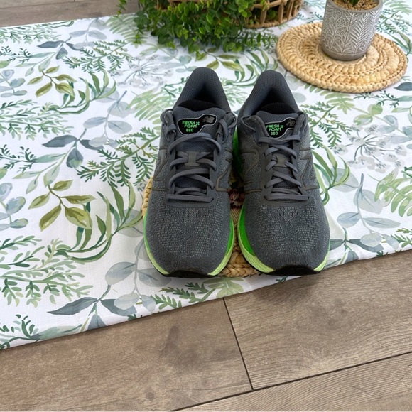 New Balance Men’s Fresh Foam X Ocean Gray Vibrant Green Athletic Running Shoes - Picture 7 of 16